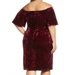 Eliza J Dress Off The Shoulder Velvet Purple Cocktail Womens Plus Size 16 NWT